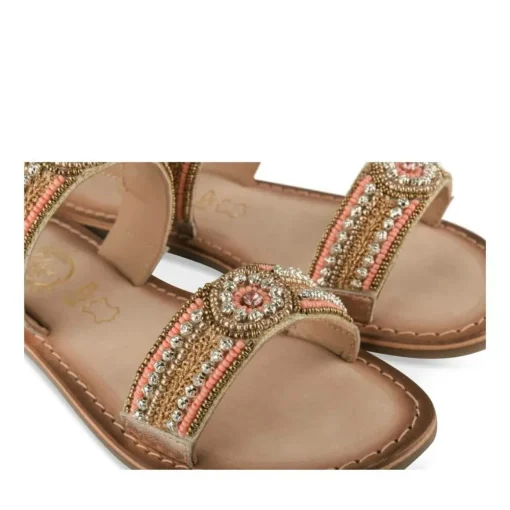 Sandales OR Fille CUIR Motif Perle Boucle