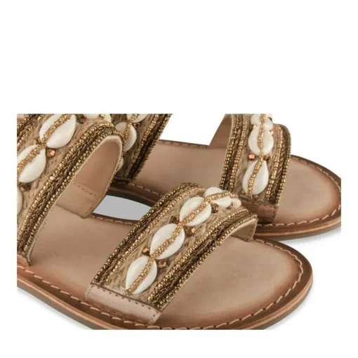Sandales OR Fille CUIR Motif Perle Boucle