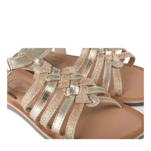 Sandales OR Fille CUIR Motif Tressé Scratch
