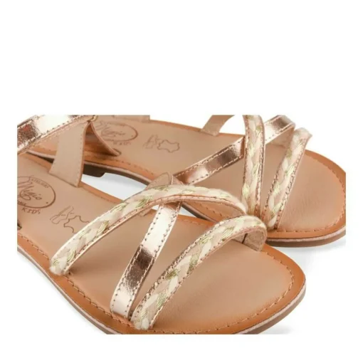 Sandales OR Fille CUIR Motif Tressé Scratch
