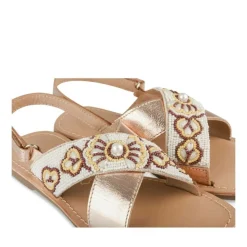 Sandales OR Fille CUIR Motif Perle Boucle