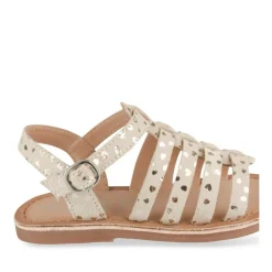 Sandales OR Fille CUIR Motif Coeurs Boucle