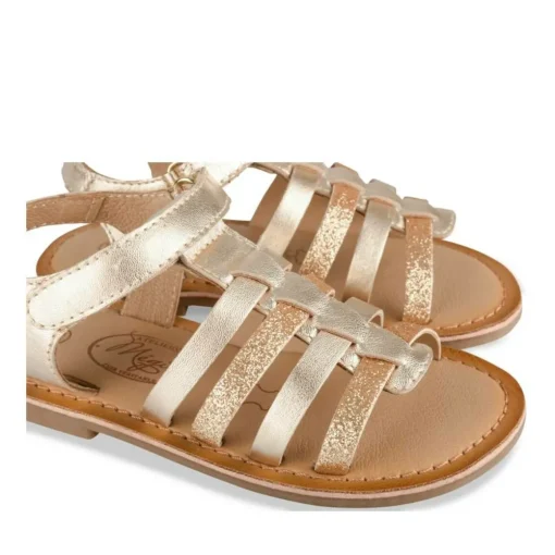 Sandales OR Fille CUIR Motif Paillettes Scratch