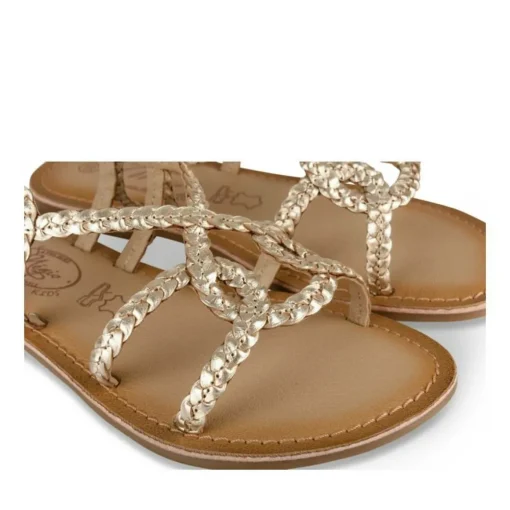 Sandales OR Fille CUIR Motif Tressé Boucle