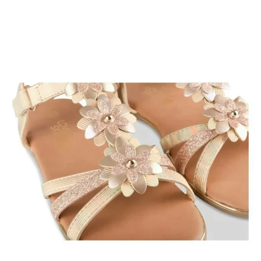 Sandales OR Fille Motif Fleuri Scratch