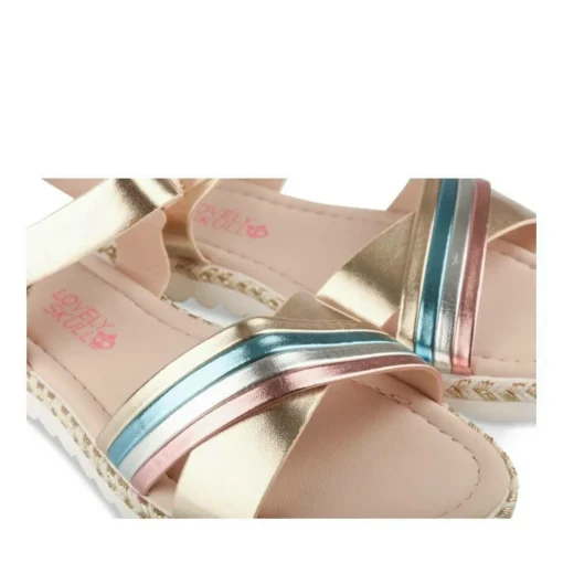 Sandales OR Fille Motif Multicolore Boucle