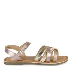 Sandales ROSE Fille CUIR Motif Paillettes Boucle