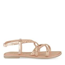 Sandales ROSE Fille CUIR Motif Tressé Boucle
