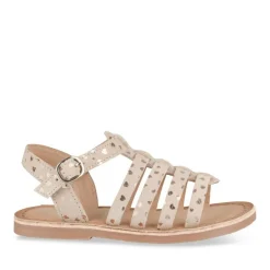 Sandales ROSE Fille CUIR Motif Coeurs Boucle