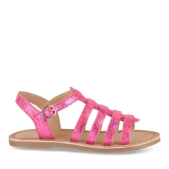 Sandales ROSE Fille CUIR Motif Fleuri Boucle