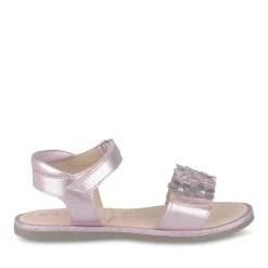 Sandales ROSE Fille CUIR Motif Fleuri Scratch