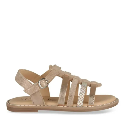 Sandales ROSE Fille CUIR Motif Paillettes Boucle