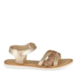 Sandales ROSE Fille CUIR Motif Paillettes Scratch
