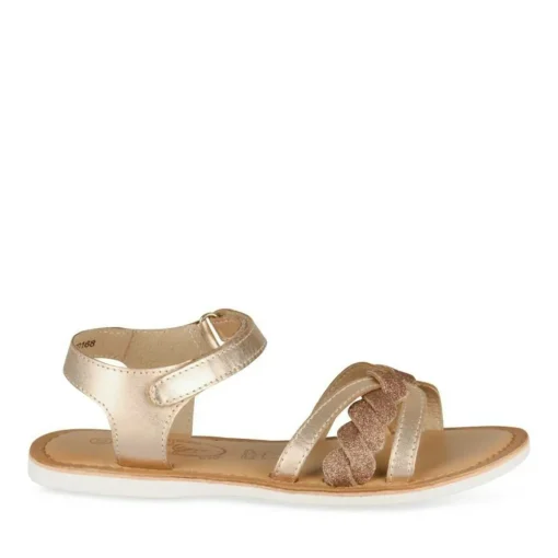 Sandales ROSE Fille CUIR Motif Paillettes Scratch
