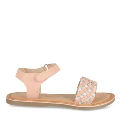 Sandales ROSE Fille CUIR Motif Tressé Scratch
