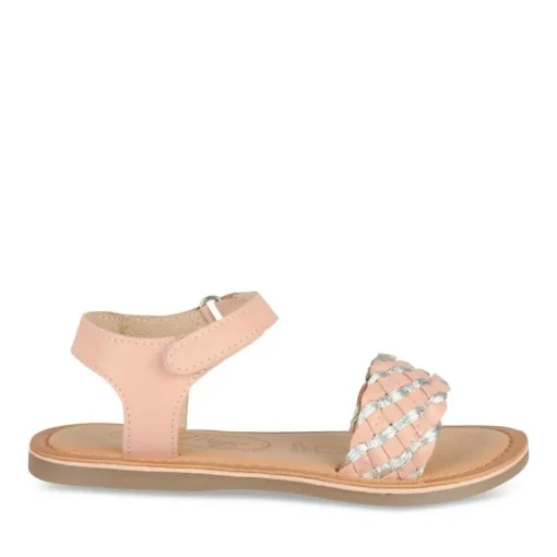 Sandales ROSE Fille CUIR Motif Tressé Scratch