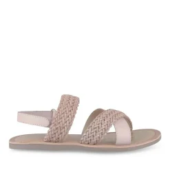 Sandales ROSE Fille CUIR Motif Tressé Scratch