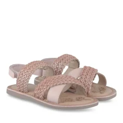 Sandales ROSE Fille CUIR Motif Tressé Scratch