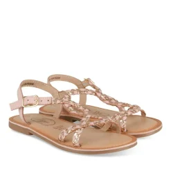 Sandales ROSE Fille CUIR Motif Tressé Boucle