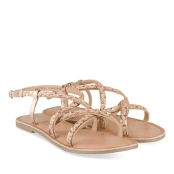Sandales ROSE Fille CUIR Motif Tressé Boucle