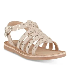 Sandales ROSE Fille CUIR Motif Coeurs Boucle