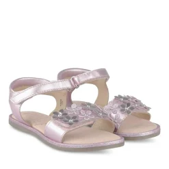 Sandales ROSE Fille CUIR Motif Fleuri Scratch