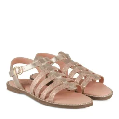 Sandales ROSE Fille CUIR Motif Iridescent Boucle