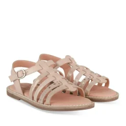 Sandales ROSE Fille CUIR Motif Coeurs Boucle