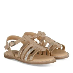 Sandales ROSE Fille CUIR Motif Paillettes Boucle