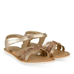 Sandales ROSE Fille CUIR Motif Paillettes Scratch