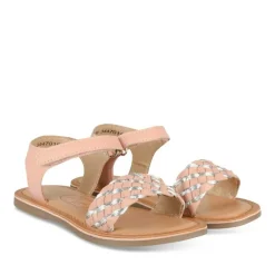 Sandales ROSE Fille CUIR Motif Tressé Scratch