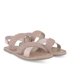 Sandales ROSE Fille CUIR Motif Tressé Scratch