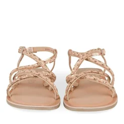 Sandales ROSE Fille CUIR Motif Tressé Boucle