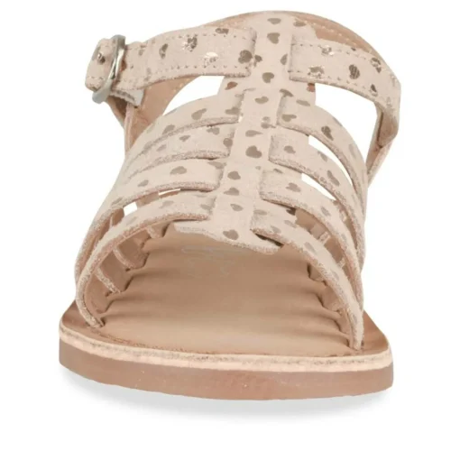 Sandales ROSE Fille CUIR Motif Coeurs Boucle