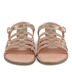 Sandales ROSE Fille CUIR Motif Iridescent Boucle