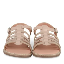 Sandales ROSE Fille CUIR Motif Coeurs Boucle