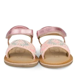 Sandales ROSE Fille CUIR Motif Perle A Enfiler
