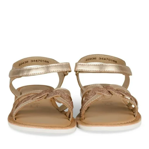 Sandales ROSE Fille CUIR Motif Paillettes Scratch