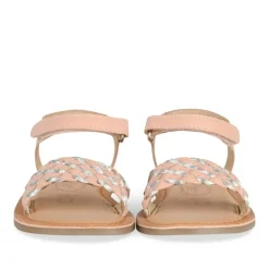 Sandales ROSE Fille CUIR Motif Tressé Scratch