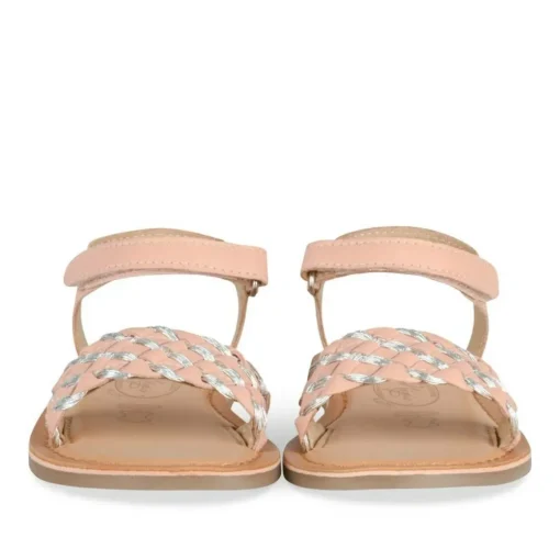 Sandales ROSE Fille CUIR Motif Tressé Scratch