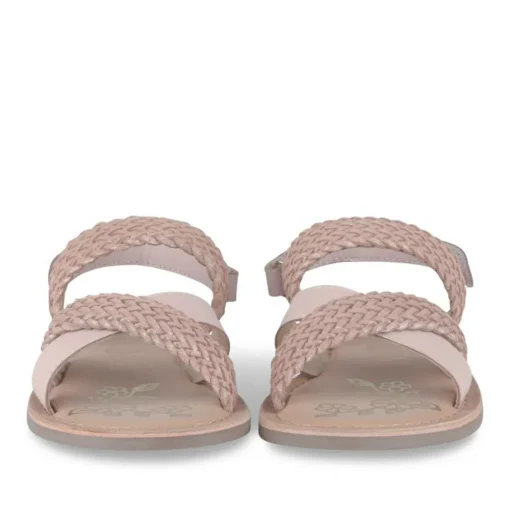 Sandales ROSE Fille CUIR Motif Tressé Scratch