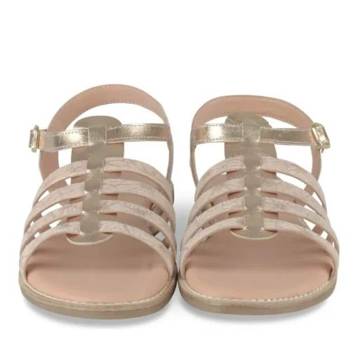 Sandales ROSE Fille CUIR Motif Iridescent Boucle