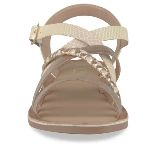 Sandales ROSE Fille CUIR Motif Iridescent Boucle