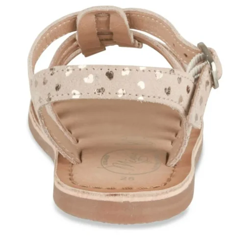 Sandales ROSE Fille CUIR Motif Coeurs Boucle