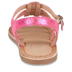 Sandales ROSE Fille CUIR Motif Fleuri Boucle