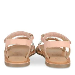 Sandales ROSE Fille CUIR Motif Tressé Scratch