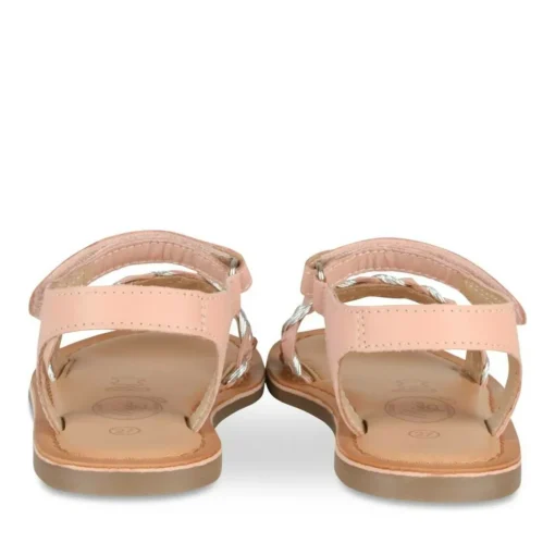 Sandales ROSE Fille CUIR Motif Tressé Scratch
