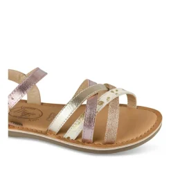 Sandales ROSE Fille CUIR Motif Paillettes Boucle