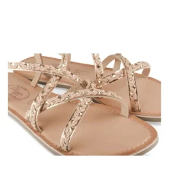 Sandales ROSE Fille CUIR Motif Tressé Boucle