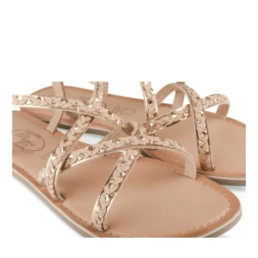 Sandales ROSE Fille CUIR Motif Tressé Boucle